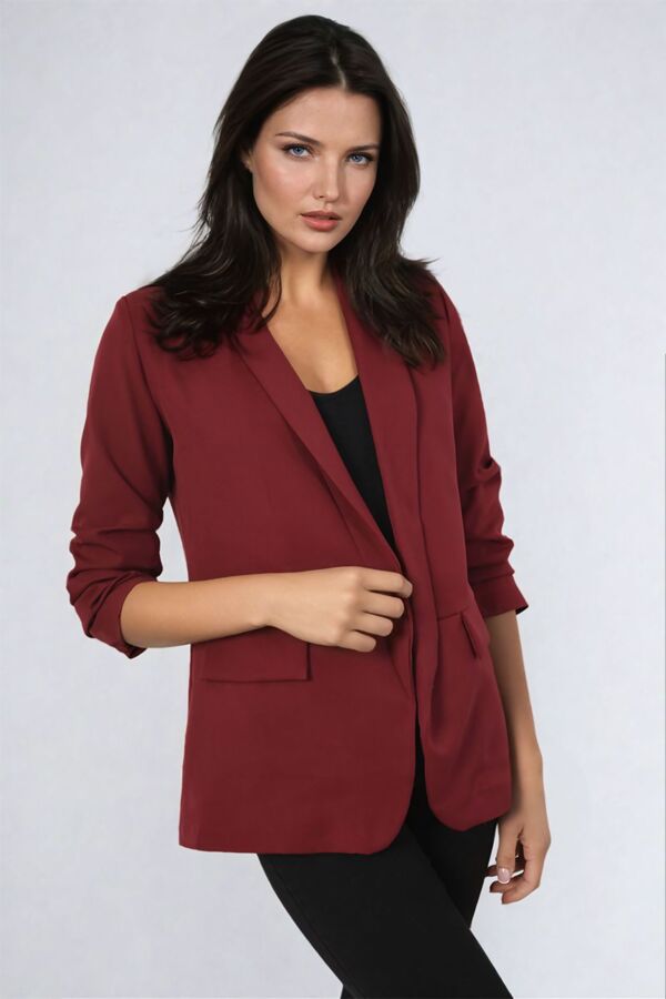 Ruched Sleeve Blazer