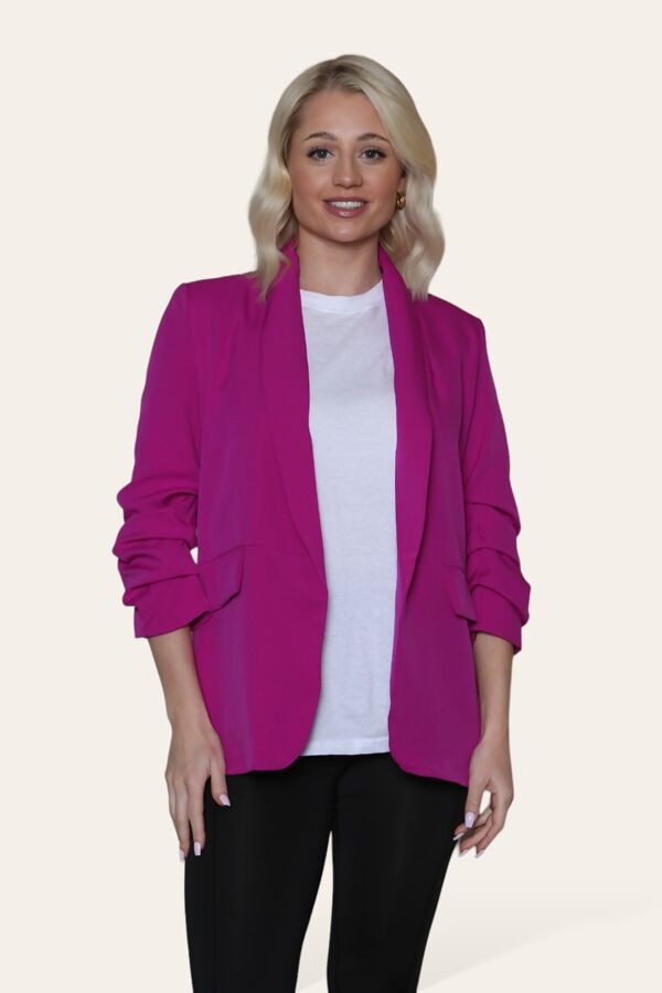 Ruched Sleeve Blazer