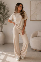 Side Cinched Flared Trousers Set