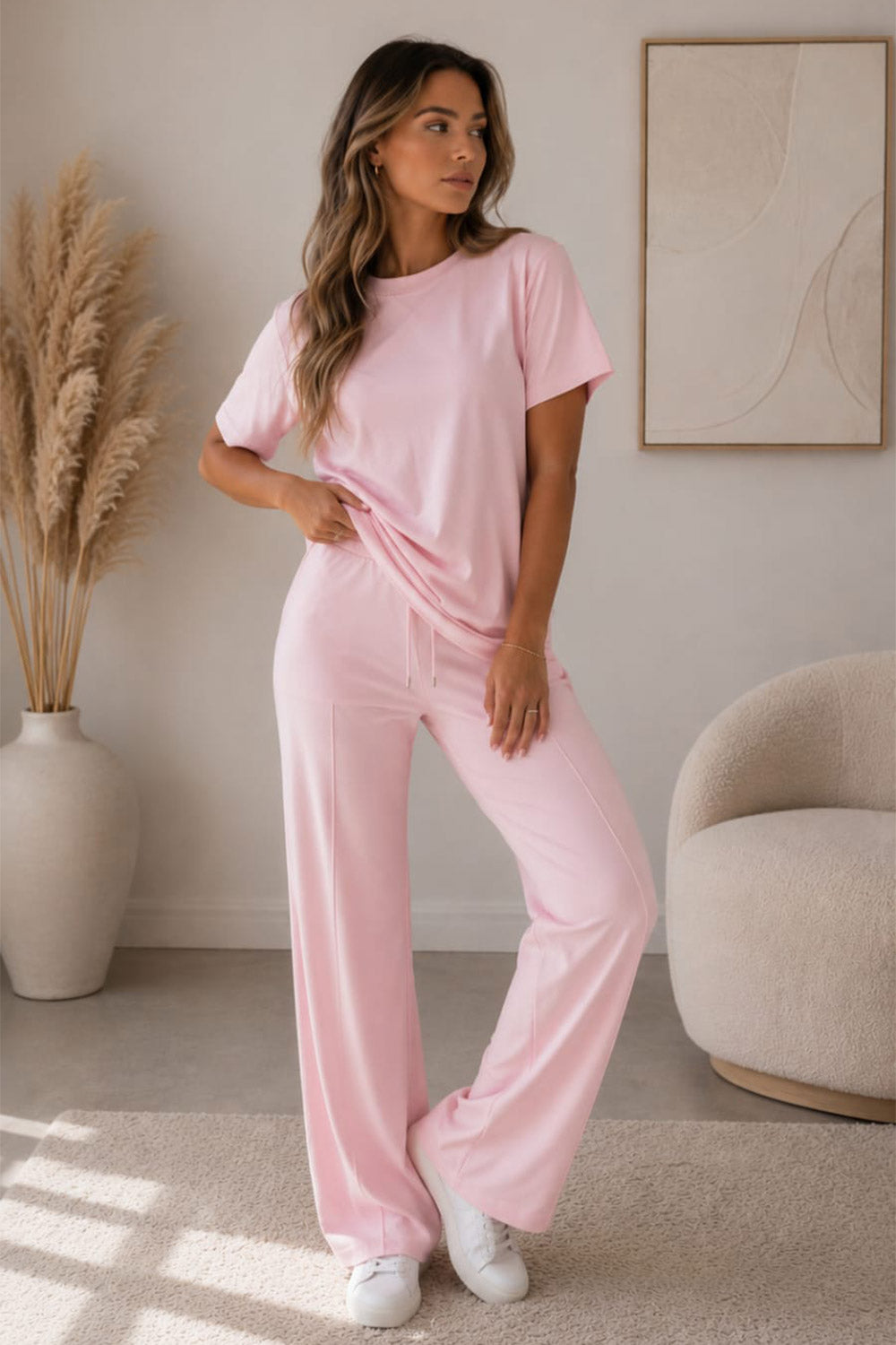 Side Cinched Flared Trousers Set