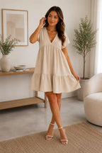 Ladies Italian V Neck Smock Dress