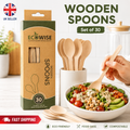 Eco-Friendly Wooden Spoons – Set of 30 Disposable Compostable Cutlery