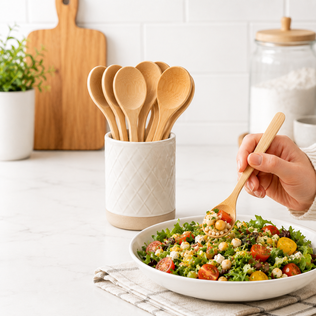 Eco-Friendly Wooden Spoons – Set of 30 Disposable Compostable Cutlery