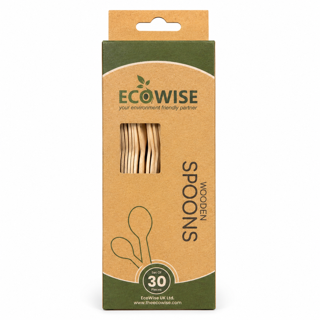 Eco-Friendly Wooden Spoons – Set of 30 Disposable Compostable Cutlery