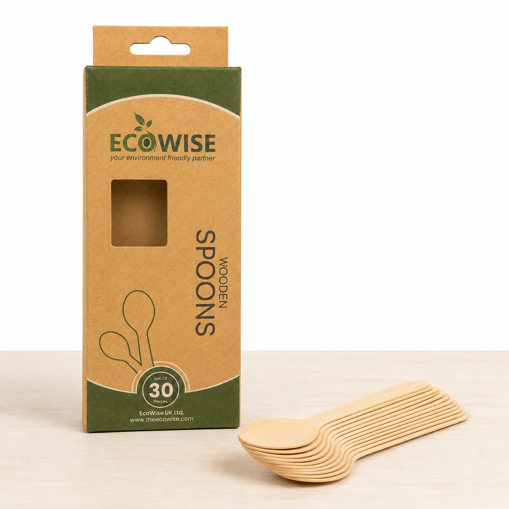 Eco-Friendly Wooden Spoons – Set of 30 Disposable Compostable Cutlery
