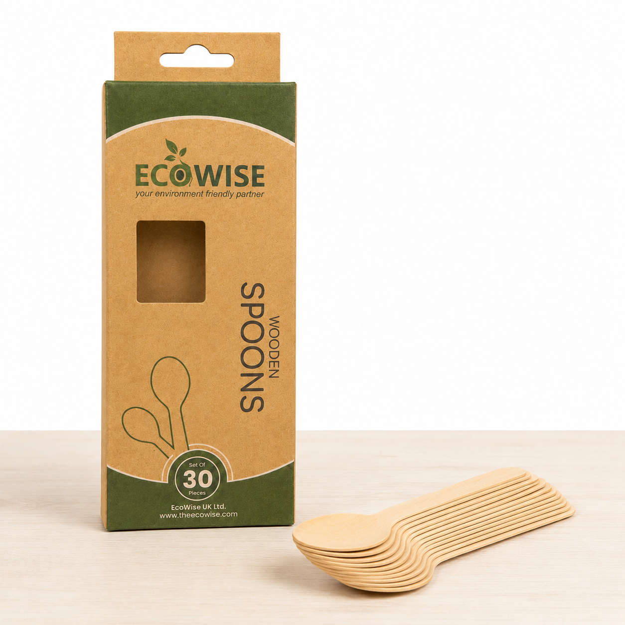 Eco-Friendly Wooden Spoons – Set of 30 Disposable Compostable Cutlery