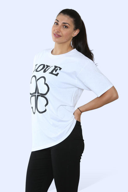 Ladies Love Printed Short Sleeve T-Shirt Top