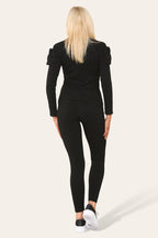Frilled Sleeves Set Shoulder Golden Button Lounge Wear Suit