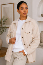 Ladies Long Sleeve Button Up Shacket