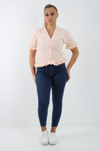 Short Sleeve Frill Cardigan