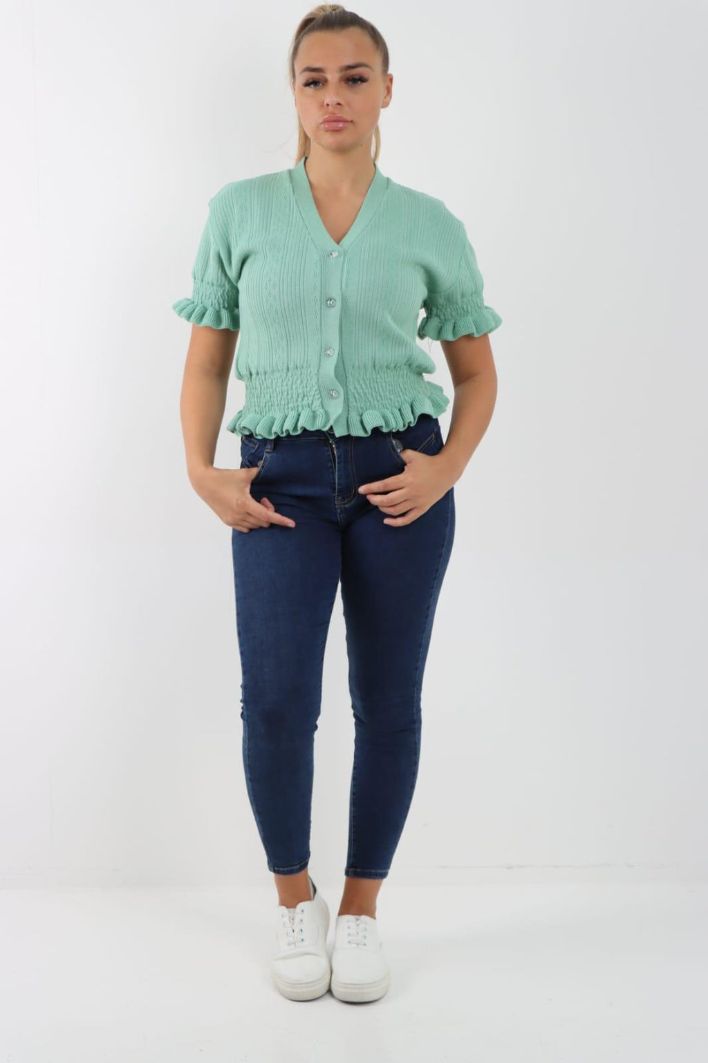 Short Sleeve Frill Cardigan