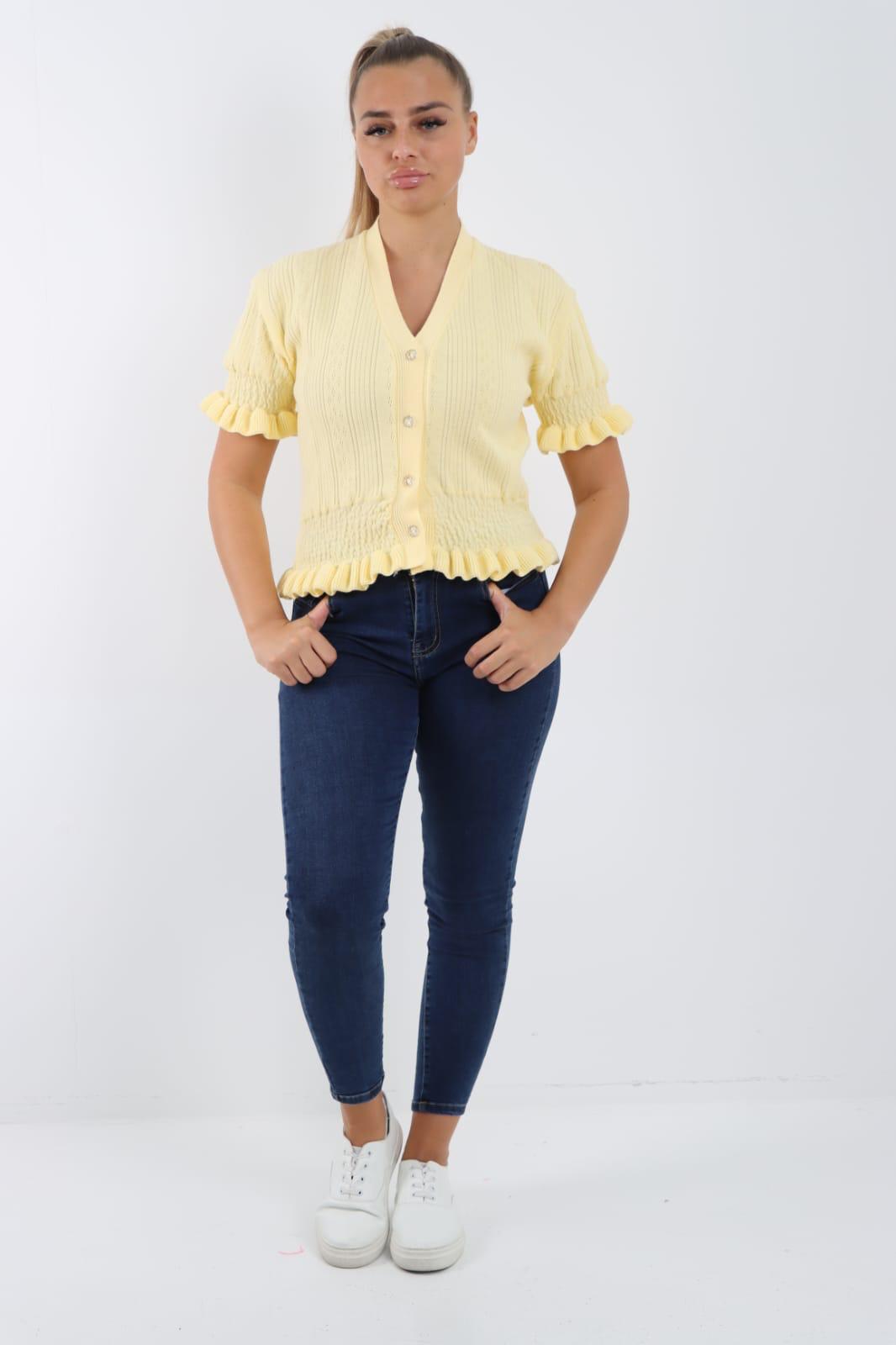 Short Sleeve Frill Cardigan
