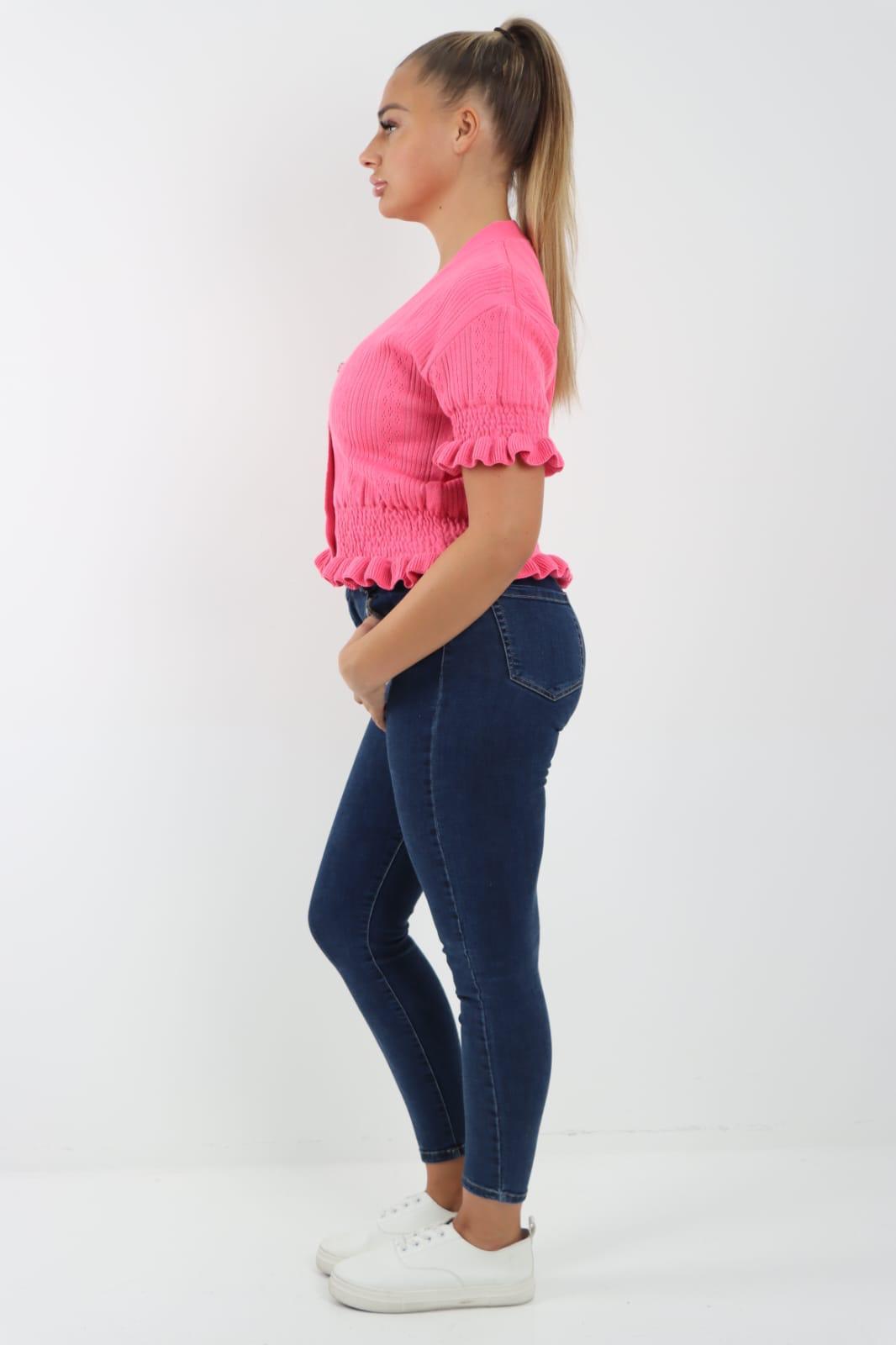 Short Sleeve Frill Cardigan