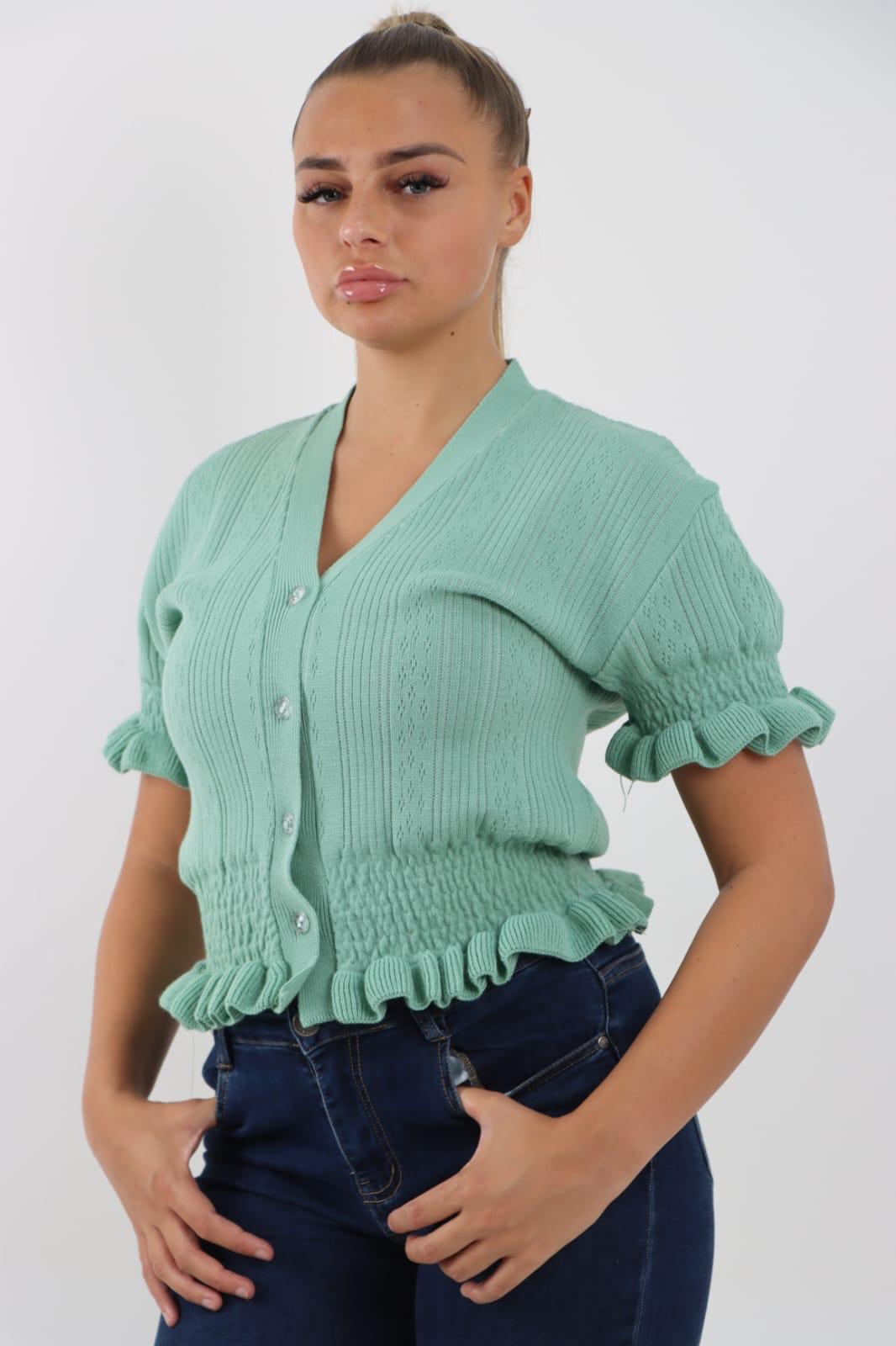 Short Sleeve Frill Cardigan