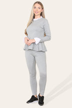 Peplum Frill Neck Suit Pleated Lounge Wear Set