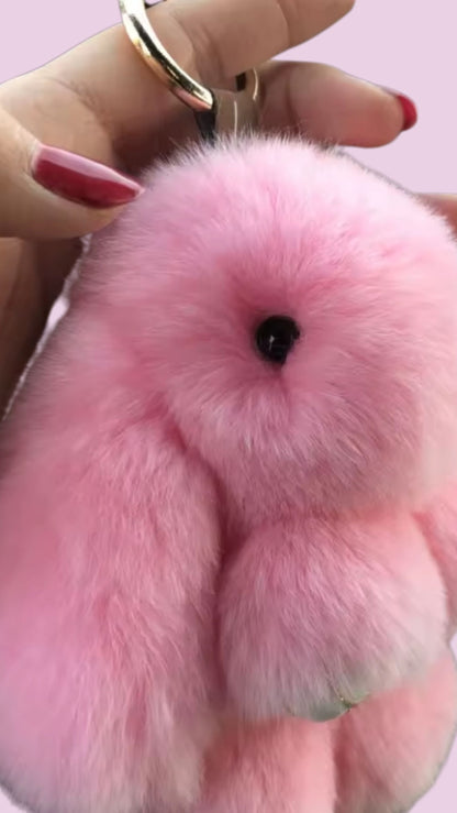 Fluffy Bunny Rabbit Mini Key Ring Bag Charm