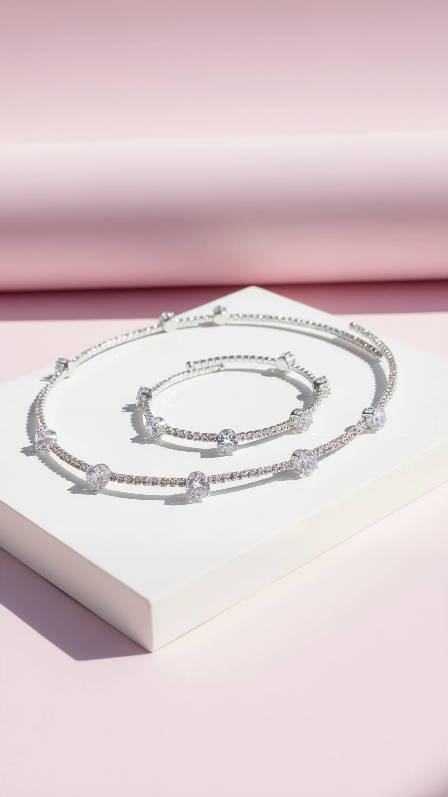 Round Cut Crystal Choker & Bracelet Set