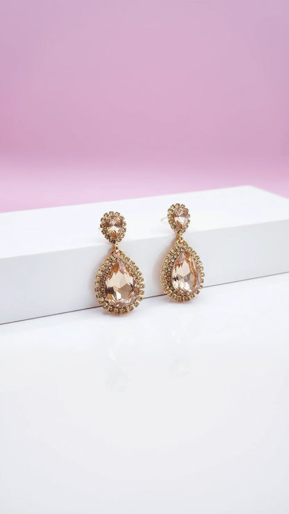 Gold Teardrop Crystal Drop & Dangle Earrings