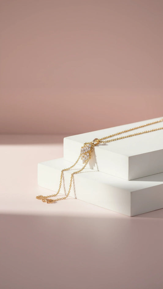 Baguette Cut Crystal Pendant Necklace