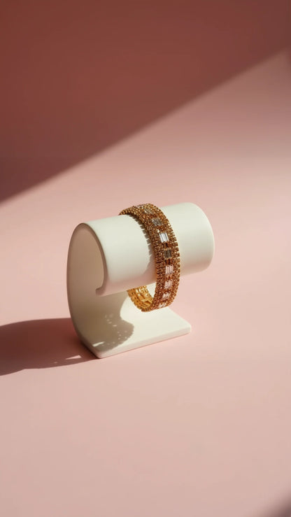 Baguette Cut Crystal Tennis Bracelet