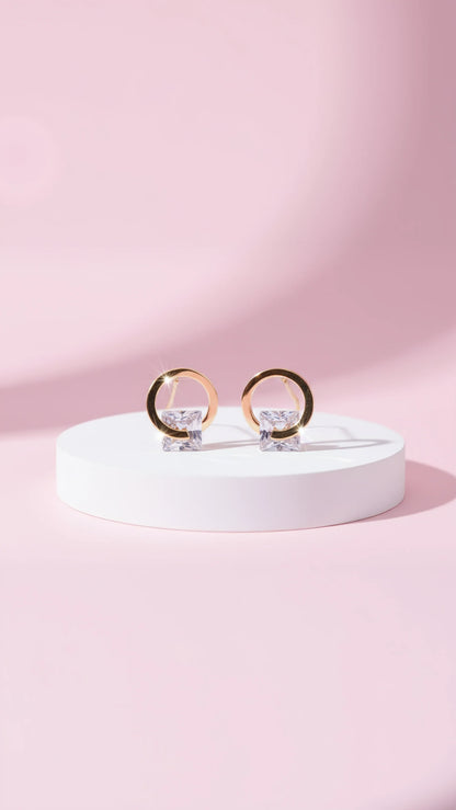 Circular Crystal Stud Earrings