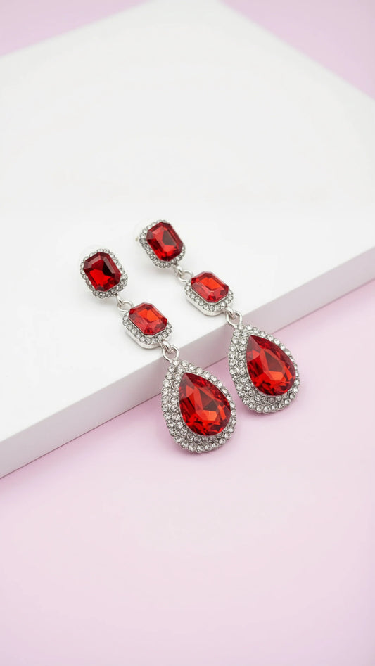 Red Crystal Drop and Dangle Earrings