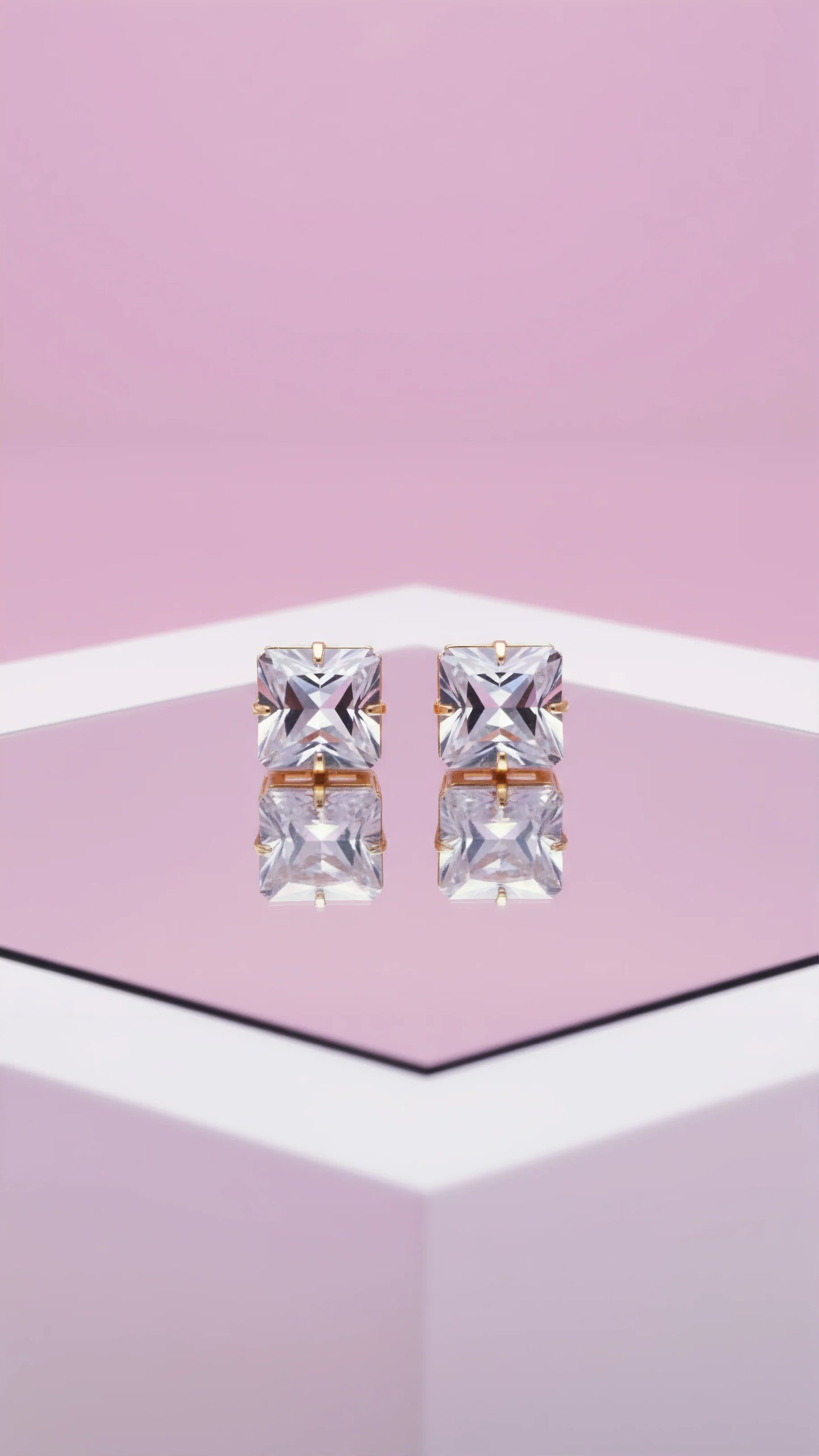 Square Crystal Stud Earrings