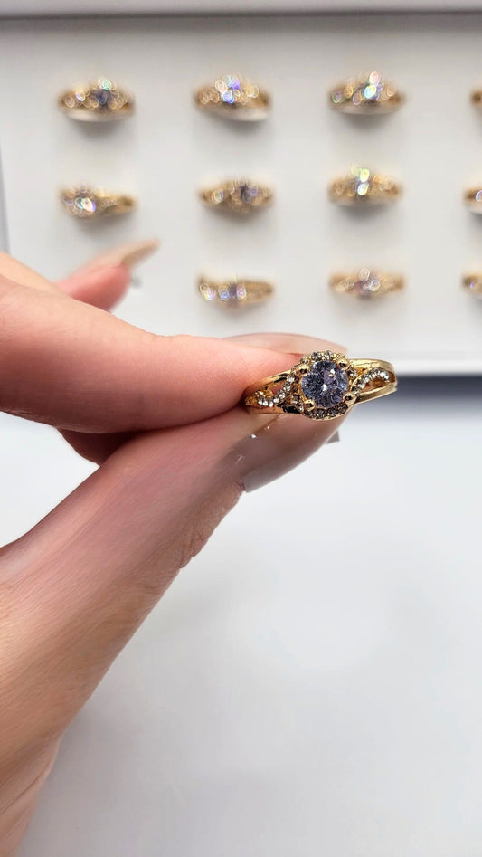 Curve Crystal Ring Gold Box set of 12