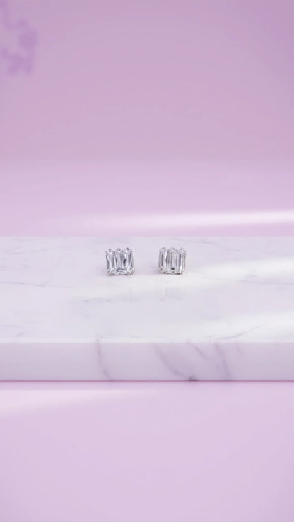 Square Baguette Cut Crystal Stud Earrings