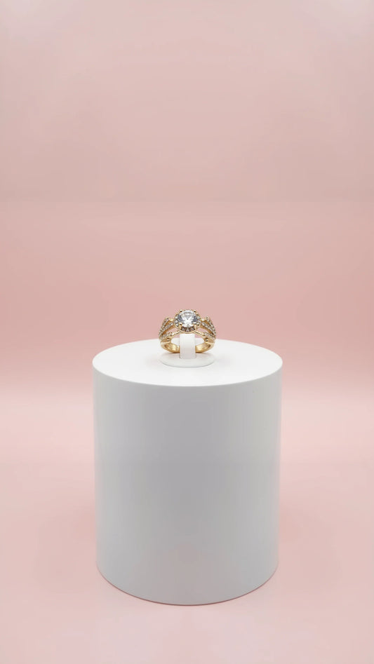 Luxe Round Cut Crystal Ring Gold Box set of 12