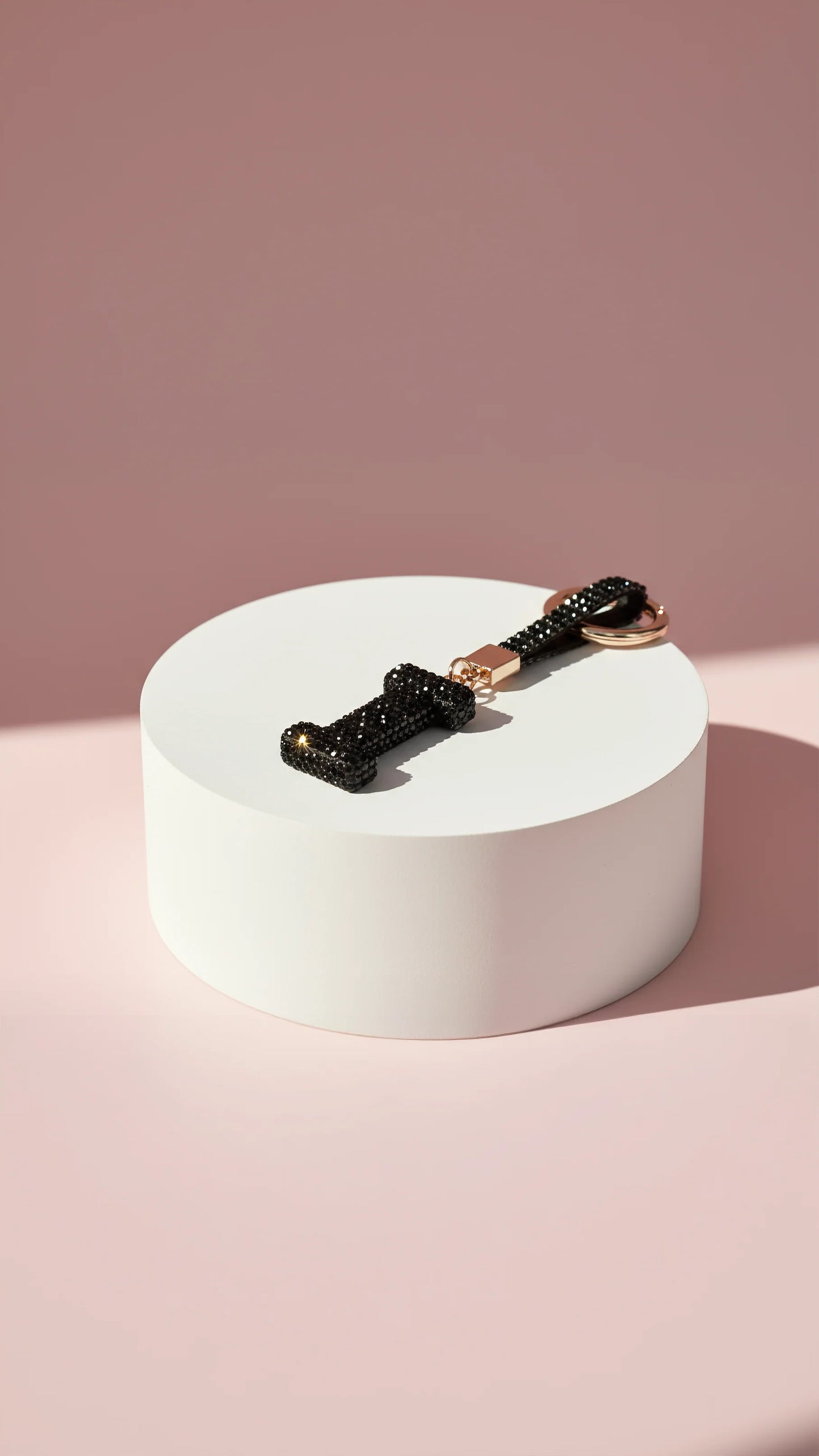 Initial Letter Black Crystal Key Ring & Bag Charm