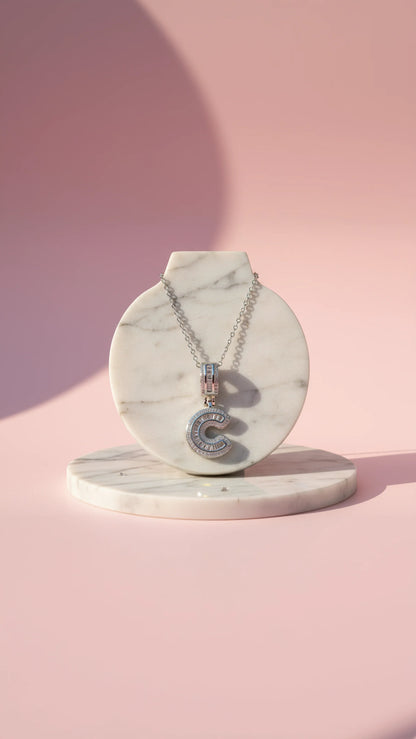 Letter C Crystal Personalized Initial Necklace
