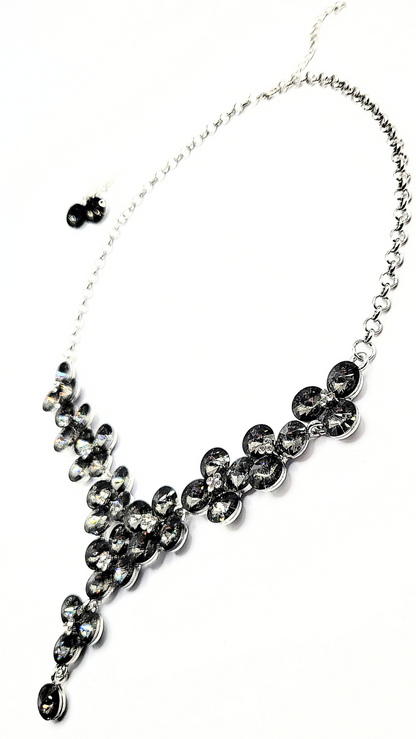 Black Flower Crystal Necklace Set