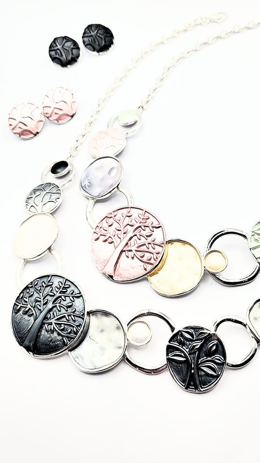 Abstract Tree Of Life Necklace & Earrings Set