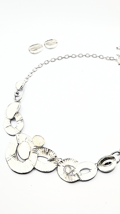 Abstract Oval Necklace & Earrings Set