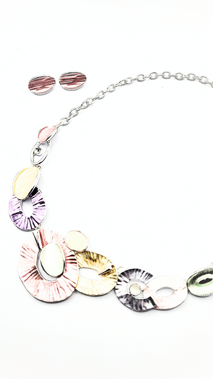 Abstract Oval Necklace & Earrings Set