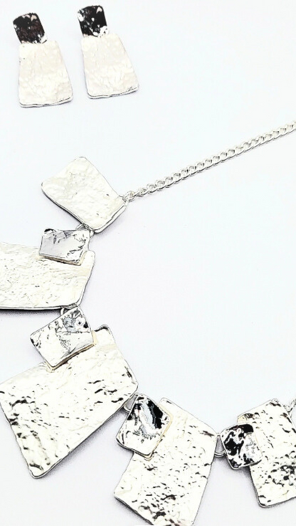 Abstract Squares Necklace & Earrings Set