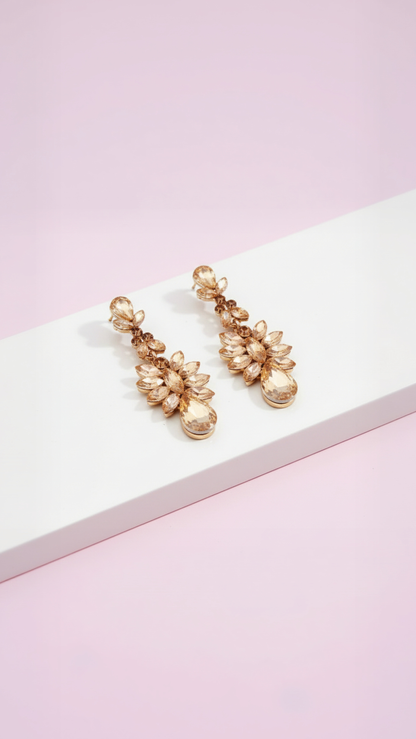 Gold Baroque Crystal Drop and Dangle Earrings