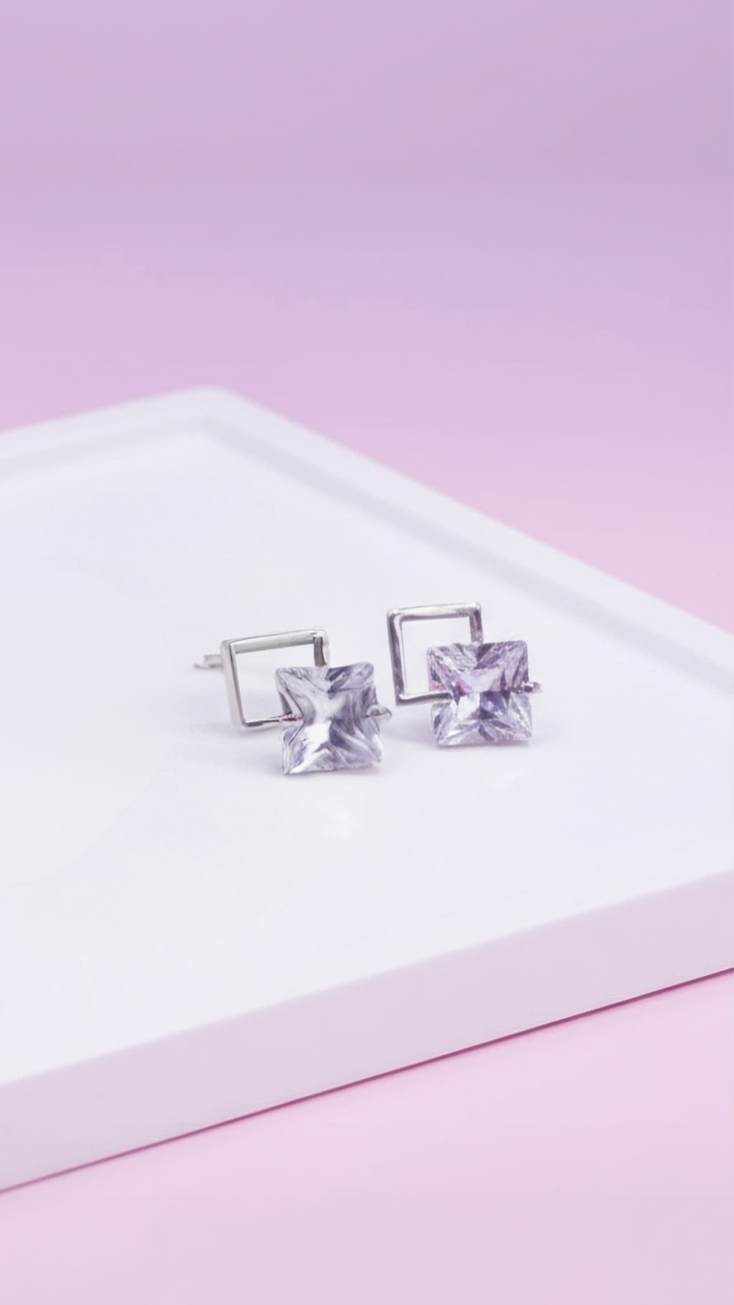 Square Crystal Stud Earrings