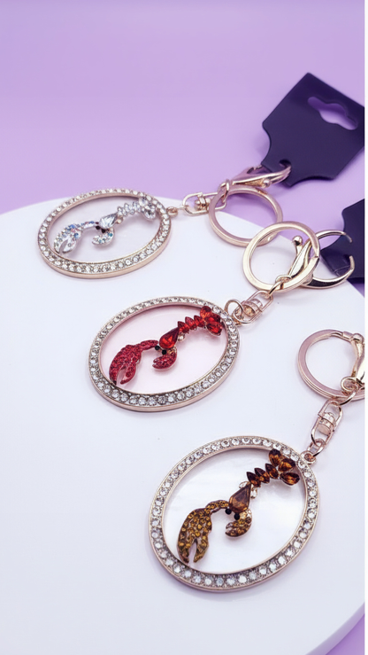 Lobster Crystal Key Ring & Bag Charm