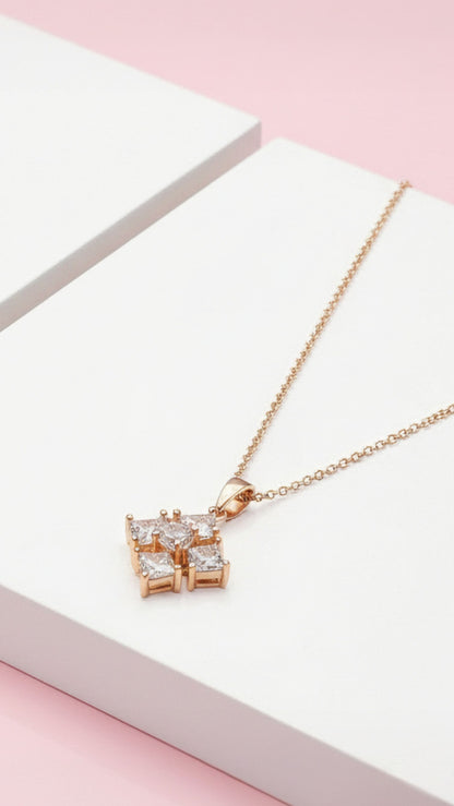 Square Crystal Pendant Necklace