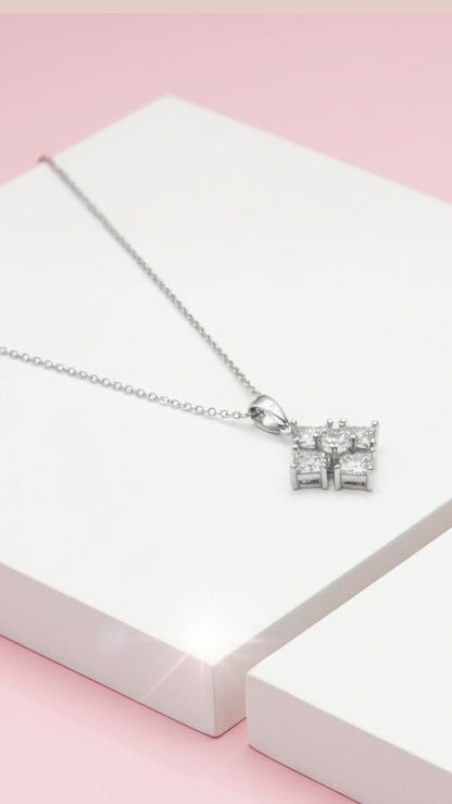 Square Crystal Pendant Necklace