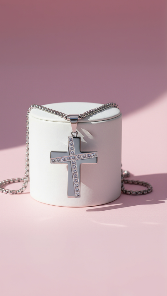 Two Tone Alloy Cross Symbolic Necklace