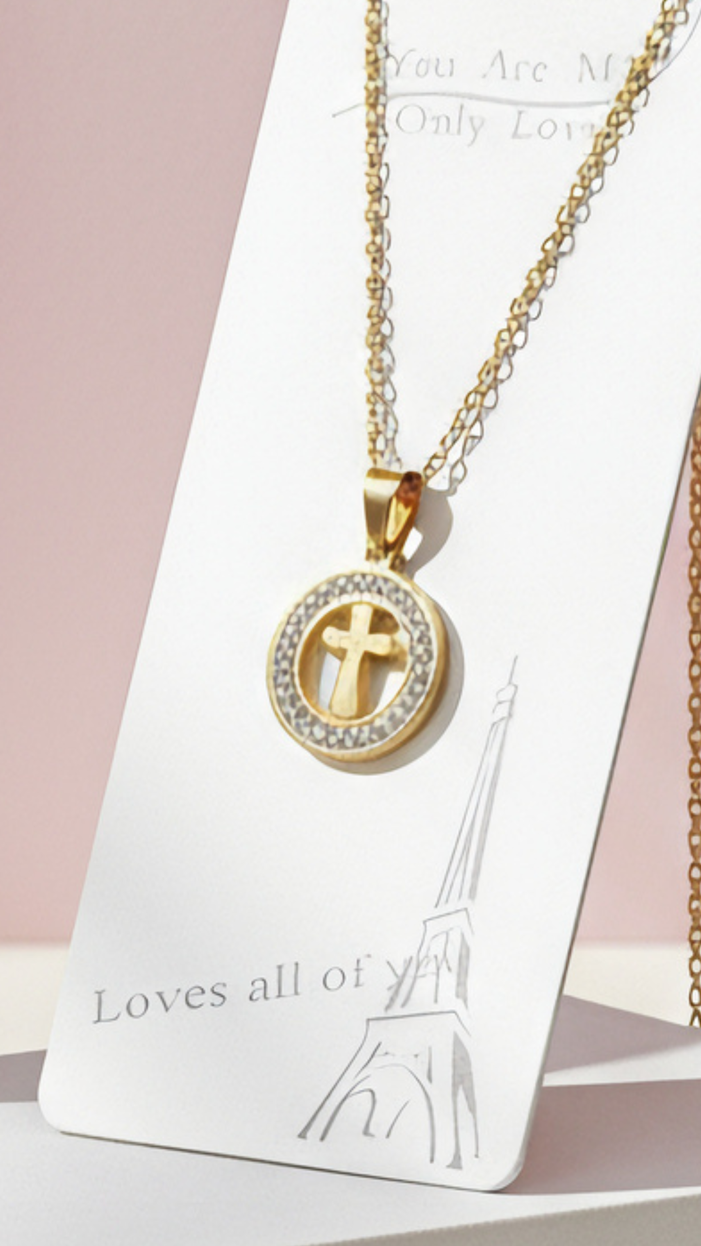 Pavé Circle Crystal Cross Necklace