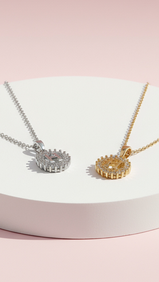 H Initial Crystal Pendant Necklace
