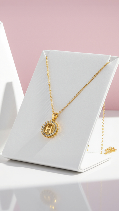 H Initial Crystal Pendant Necklace