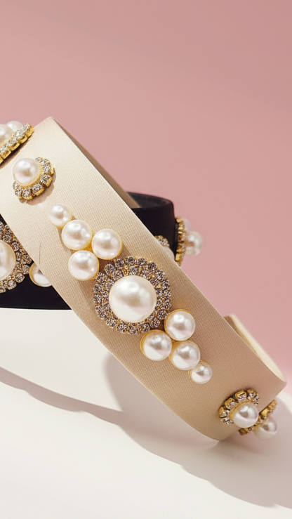 Pearl Crystal Cluster Hair band