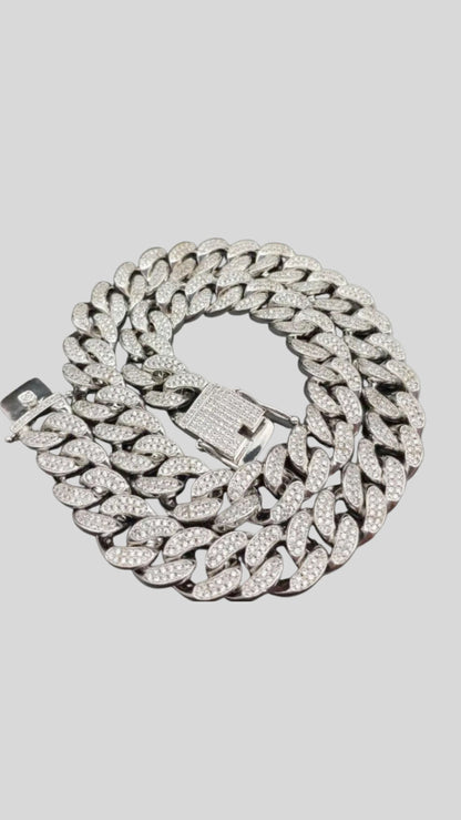Iced Out Cuban Chain Necklace Stainless Steel