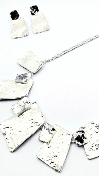 Abstract Squares Necklace & Earrings Set