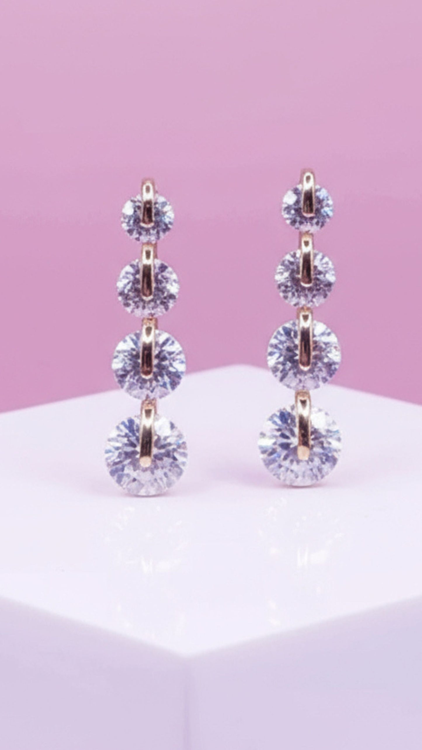 Brilliant Cut Long Crystal Stud Earrings